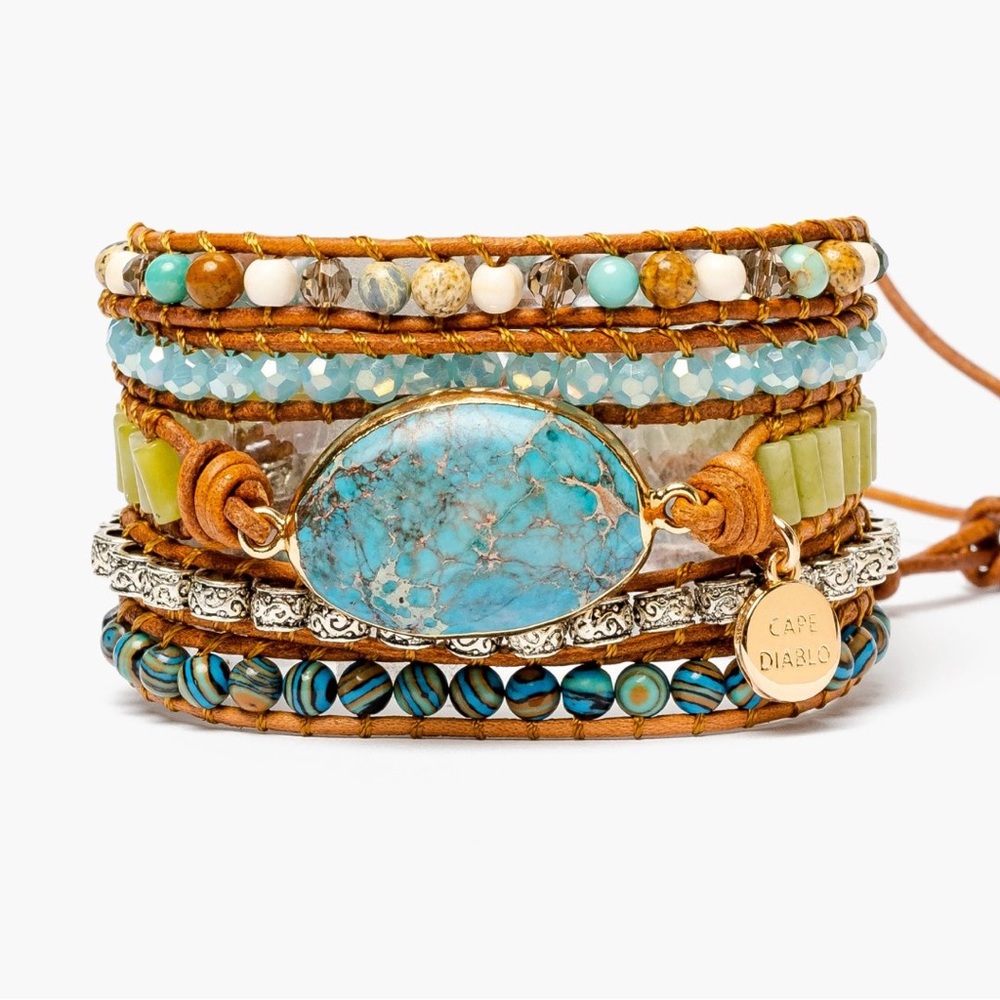 New Twisted Ocean Jasper Wrap Bracelet